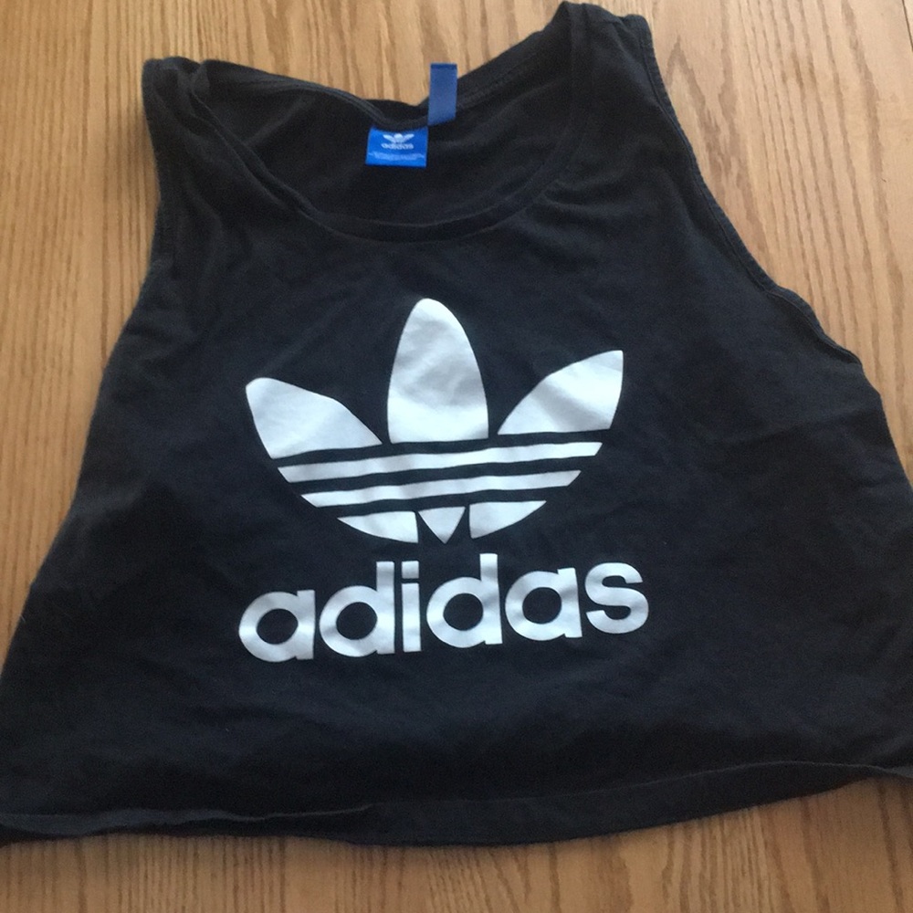 adidas black cropped tank top